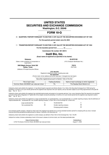 Miniature Instil Bio 10-Q Rapport trimestriel 2025 