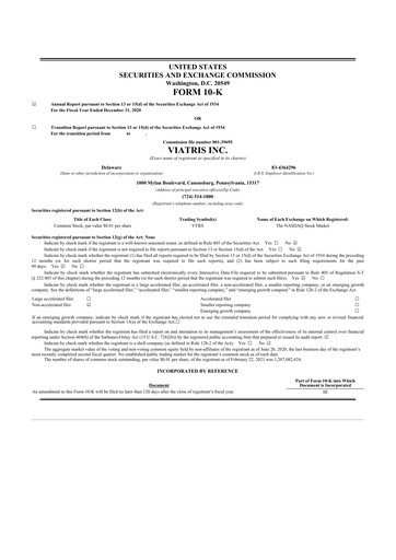 Thumbnail Viatris 10-K Annual Report 2020