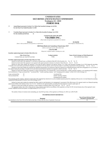 Thumbnail Viatris 10-K Annual Report 2021