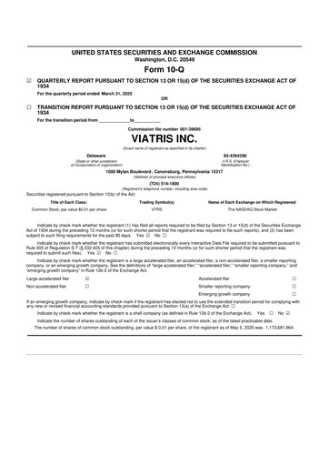 Thumbnail Viatris 10-Q Quarterly Report FY2025 