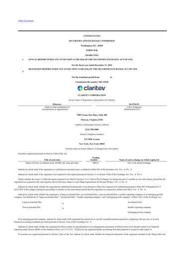 Miniature Claritev 10-K Rapport annuel 2024