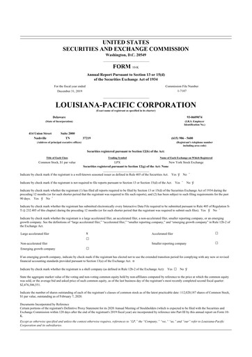 Thumbnail Louisiana-Pacific
 10-K Annual Report 2019