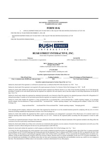 Thumbnail Rush Street Interactive 10-K Annual Report 2022