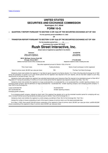 Vorschaubild Rush Street Interactive 10-Q Quartalsbericht 2023 