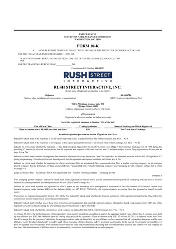 Thumbnail Rush Street Interactive 10-K Annual Report 2023