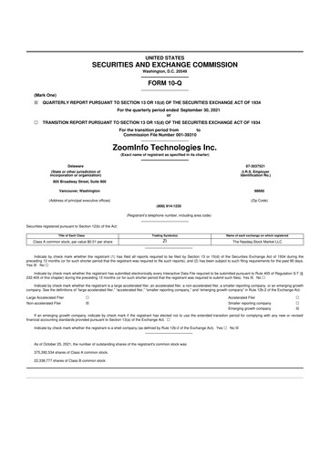 Thumbnail ZoomInfo 10-Q Quarterly Report FY2021 