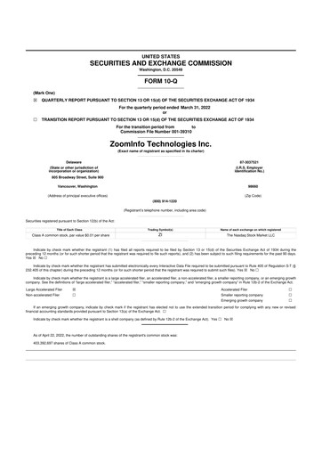 Thumbnail ZoomInfo 10-Q Quarterly Report FY2021 