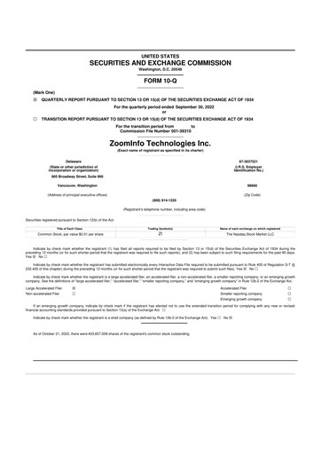 Thumbnail ZoomInfo 10-Q Quarterly Report FY2022 