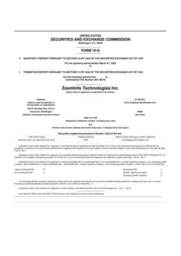 Thumbnail ZoomInfo 10-Q Quarterly Report FY 