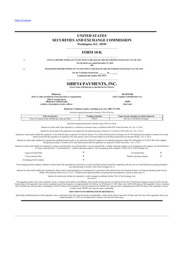 Miniature Shift4 Payments
 10-K Rapport annuel 2022