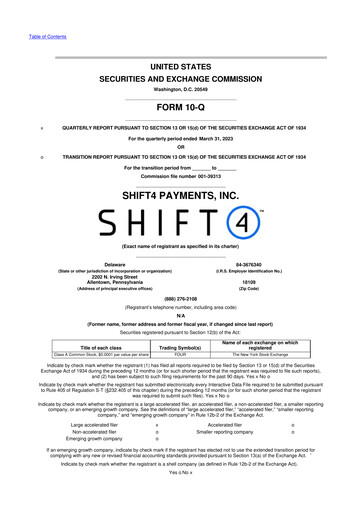 Thumbnail Shift4 Payments
 10-Q Quarterly Report FY2023 