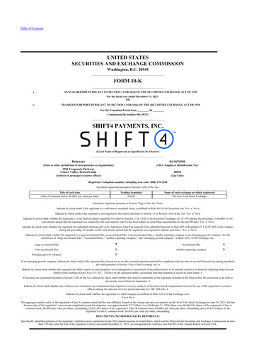 Miniature Shift4 Payments
 10-K Rapport annuel 2023