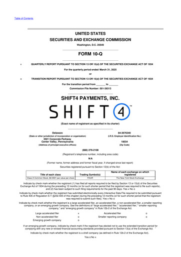Thumbnail Shift4 Payments
 10-Q Quarterly Report FY2025 