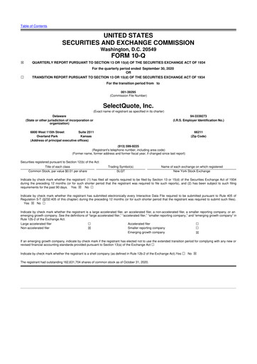 Thumbnail SelectQuote 10-Q Quarterly Report FY2021 