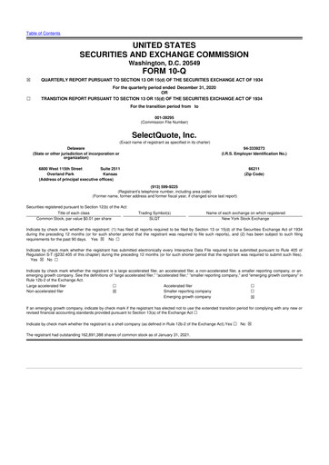 Thumbnail SelectQuote 10-Q Quarterly Report FY2021 