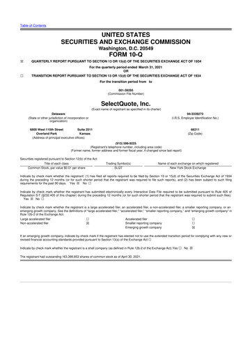 Thumbnail SelectQuote 10-Q Quarterly Report FY2021 