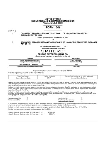 Thumbnail Sphere Entertainment 10-Q Quarterly Report FY2023 