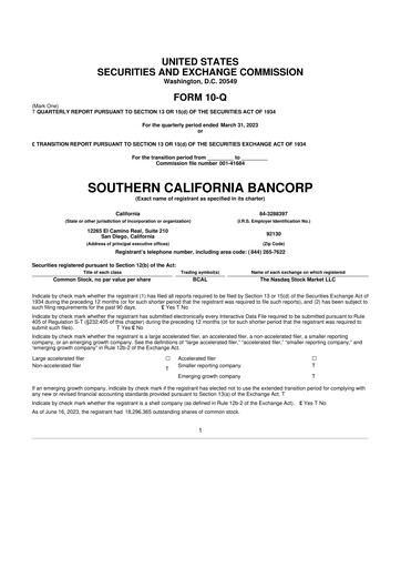 Thumbnail California BanCorp 10-Q Quarterly Report FY2023 