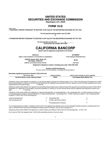 Thumbnail California BanCorp 10-Q Quarterly Report FY2024 