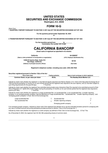 Thumbnail California BanCorp 10-Q Quarterly Report FY2024 