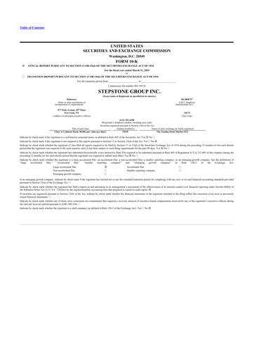 Vorschaubild StepStone Group
 10-K Jahresbericht 2025