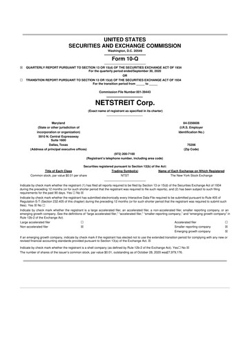 Thumbnail Netstreit 10-Q Quarterly Report FY2020 