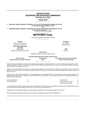 Thumbnail Netstreit 10-Q Quarterly Report FY2021 