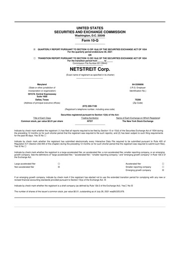 Thumbnail Netstreit 10-Q Quarterly Report FY2021 