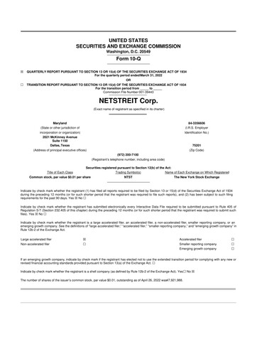 Thumbnail Netstreit 10-Q Quarterly Report FY2022 