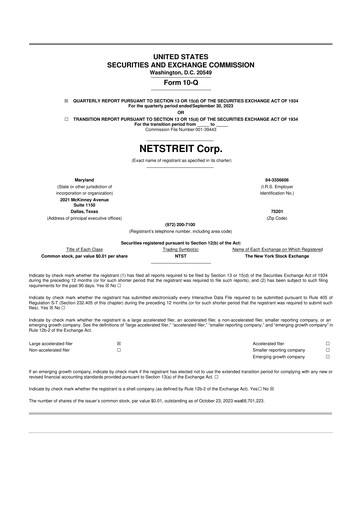 Thumbnail Netstreit 10-Q Quarterly Report FY2023 