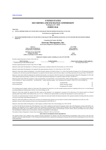 Thumbnail Aerovate Therapeutics 10-K Annual Report 2022