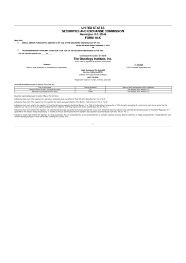 Thumbnail The Oncology Institute 10-K Annual Report 2025