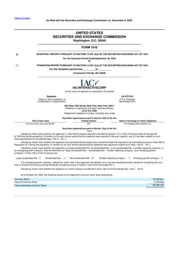 Thumbnail IAC Inc. 10-Q Quarterly Report FY2020 