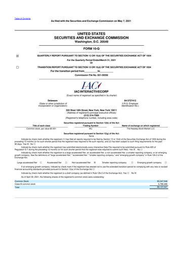 Thumbnail IAC Inc. 10-Q Quarterly Report FY2021 