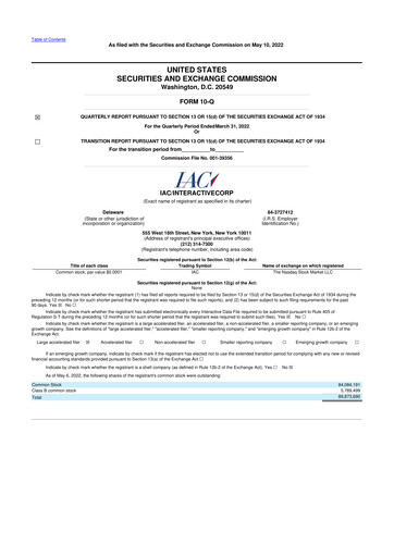 Thumbnail IAC Inc. 10-Q Quarterly Report FY2022 