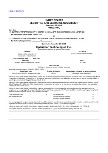 Thumbnail Opendoor 10-Q Quarterly Report FY2023 