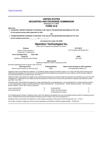 Thumbnail Opendoor 10-Q Quarterly Report FY2025 
