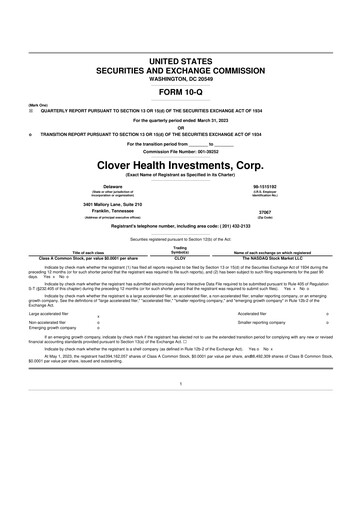Vorschaubild Clover Health Investments 10-Q Quartalsbericht 2023 