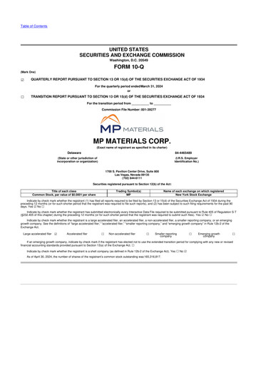 Thumbnail MP Materials 10-Q Quarterly Report FY2024 