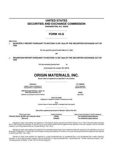 Miniature Origin Materials 10-Q Rapport trimestriel 2023 