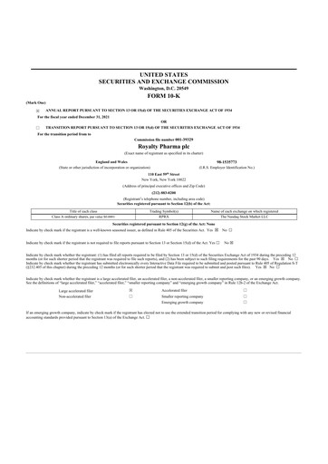 Thumbnail Royalty Pharma 10-K Annual Report 2021