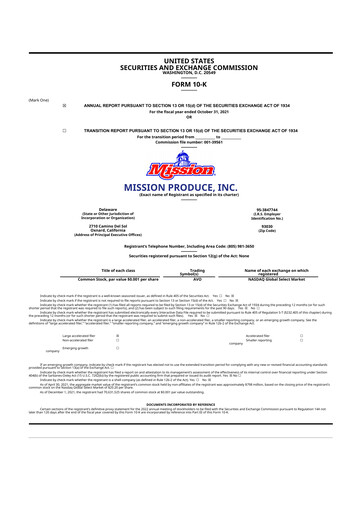 Thumbnail Mission Produce 10-K Annual Report 2021