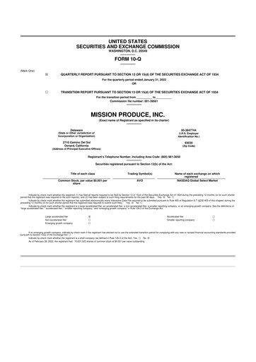 Thumbnail Mission Produce 10-Q Quarterly Report FY2022 