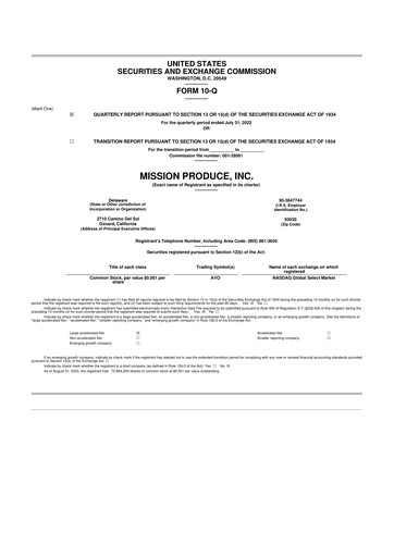Thumbnail Mission Produce 10-Q Quarterly Report FY2022 