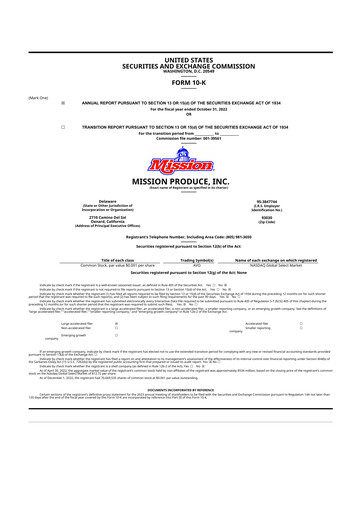 Thumbnail Mission Produce 10-K Annual Report 2022