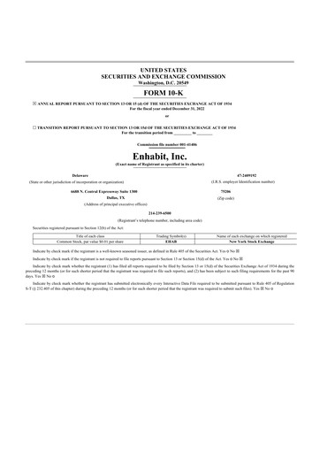 Thumbnail Enhabit 10-K Annual Report 2022