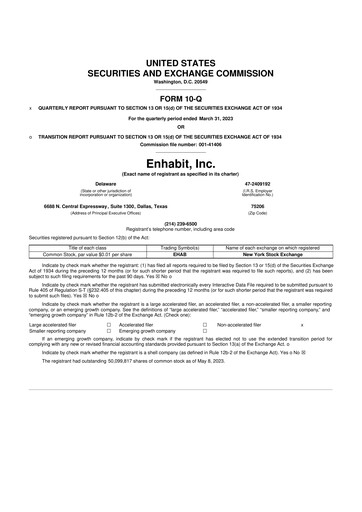 Miniature Enhabit 10-Q Rapport trimestriel 2023 