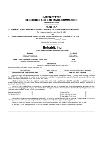 Miniature Enhabit 10-Q Rapport trimestriel 2025 