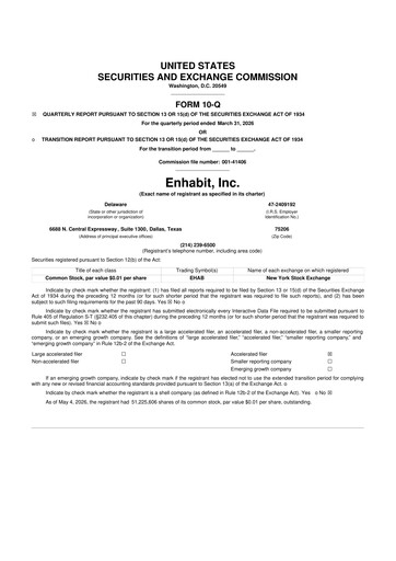 Thumbnail Enhabit 10-Q Quarterly Report FY 