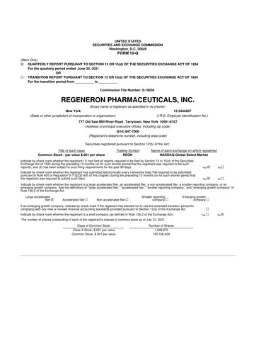 Thumbnail Regeneron Pharmaceuticals 10-Q Quarterly Report FY2021 